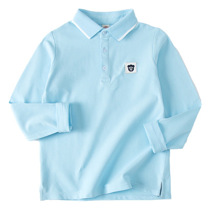 Children's Base Shirt 2023 Spring and Autumn New Long Sleeve Top Boys and Girls Cotton Polo Shirt T-shirt for Middle and Large Children's School Uniform