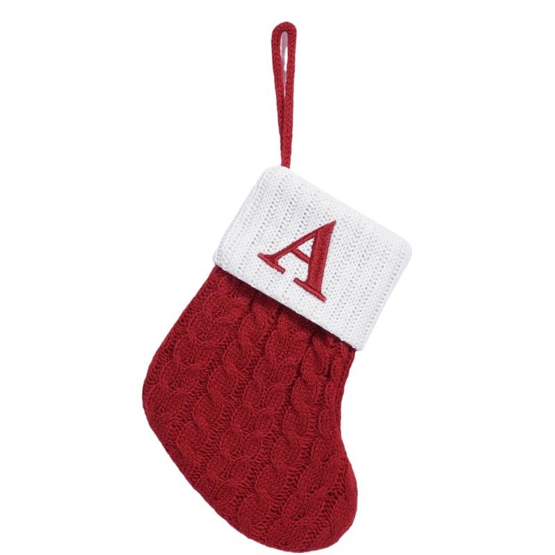 Cross Border Christmas Exquisite Red Christmas Socks Letter Candy Bag Decorations Gift Bag Christmas Tree Hanging Ornaments