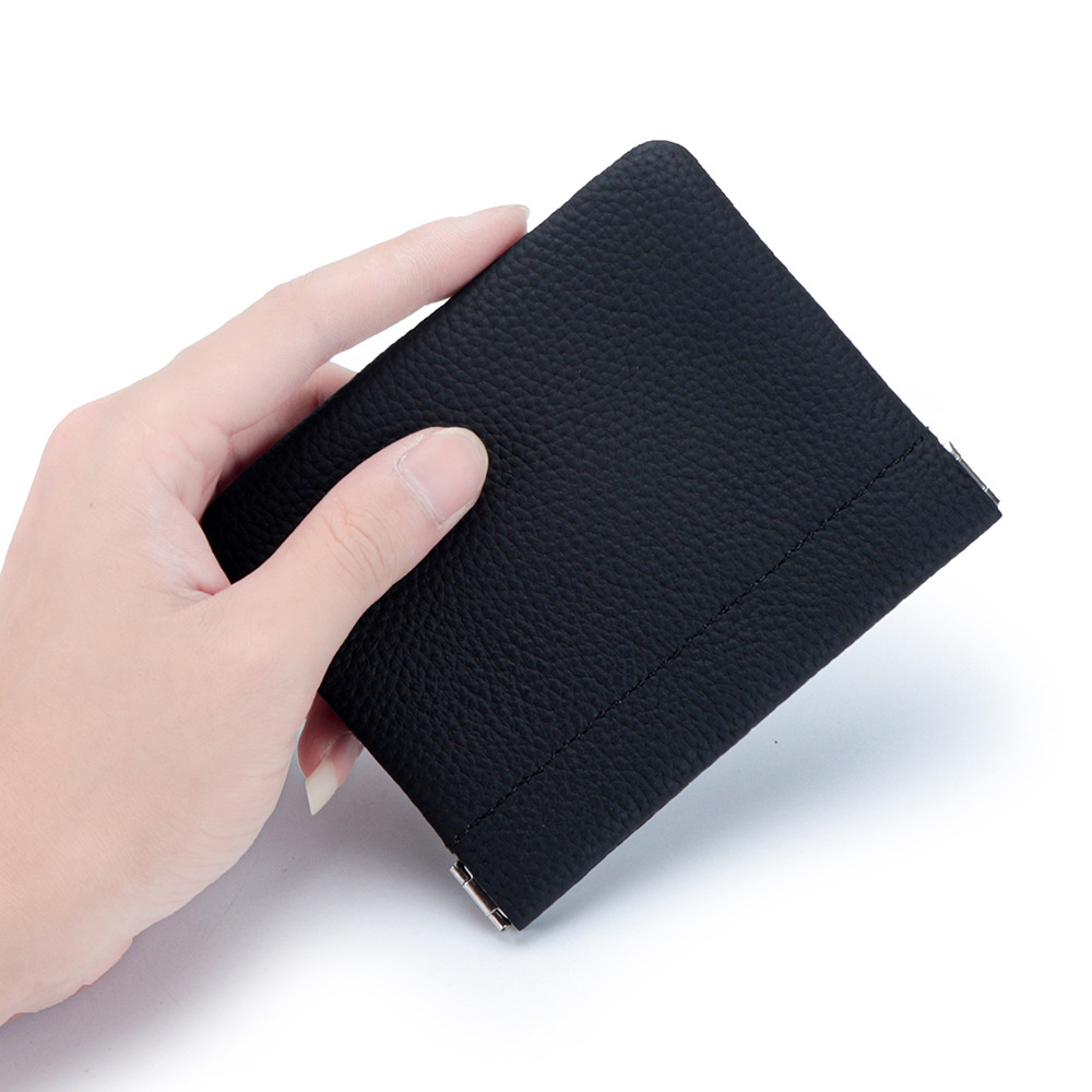 Picture of Genuine Leather Short Mini Coin Purse Women's Small and Ultra-thin Automatic Closure Shrapnel Coin Bag Key Lipstick Storage Bag