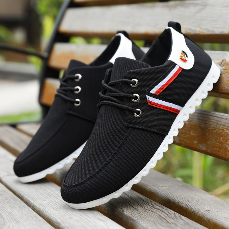 Summer New Shoes Men's Korean Style Trendy Men's Casual Shoes Fashionable All-match Bean Shoes Breathable Canvas Shoes for Men