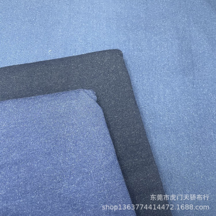 Spot supply of knitted denim 220g silver star denim yarn-dyed small sweater knitted denim casual material