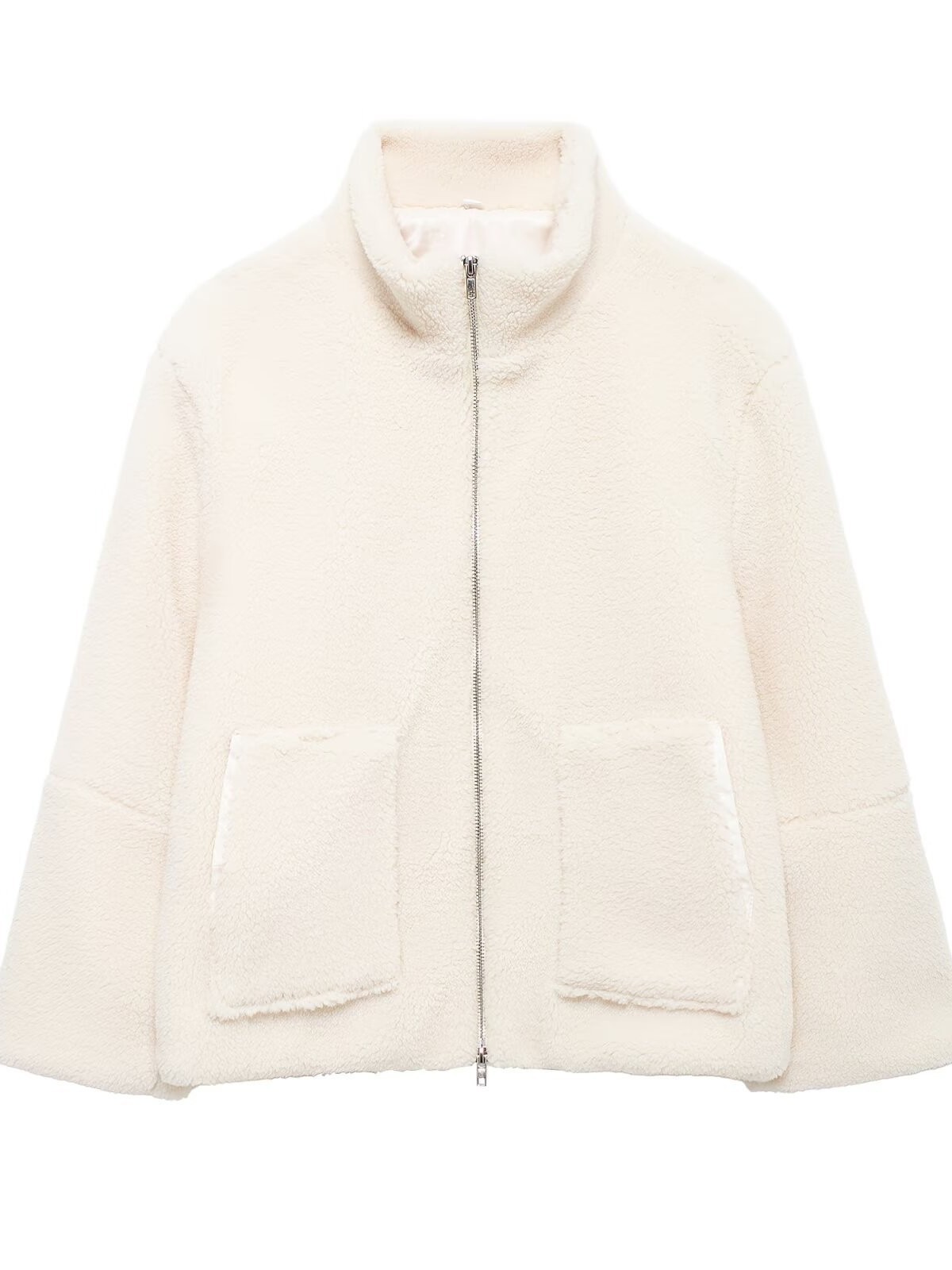 Picture of Large-Pocket Solid-Color Plush Coat Women's European and American Large-Pocket High-Neck Plush Coat