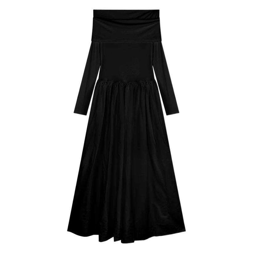 French retro elegant simple off-shoulder dress 2023 new fairy niche slim slimming high-end sense