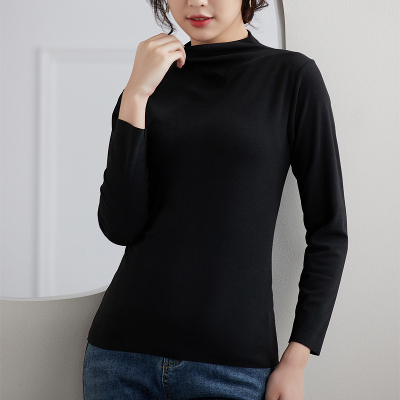 Picture of De velvet half turtleneck bottoming shirt for women autumn and winter New thickened warm inner wear long sleeve T-shirt tight top