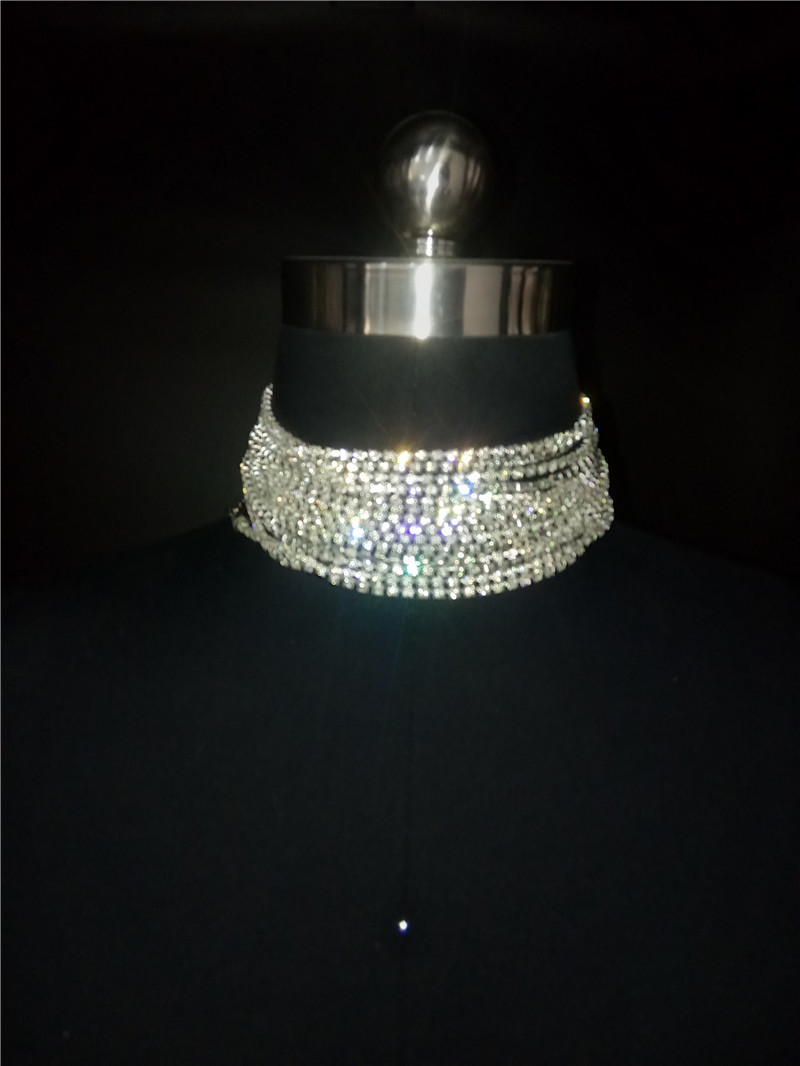 Picture of European and American Luxury Multi-layer Diamond Necklace Dazzling Shining Diamond Neck Chain Gorgeous Wrap Neck Rhinestone Clavicle Chain Women's 0203