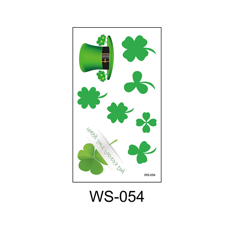 Picture of Cross-border Source Waterproof Sweat Green Hat Clover Face Irish Day Sticker St Patrick's Day Tattoo Sticker