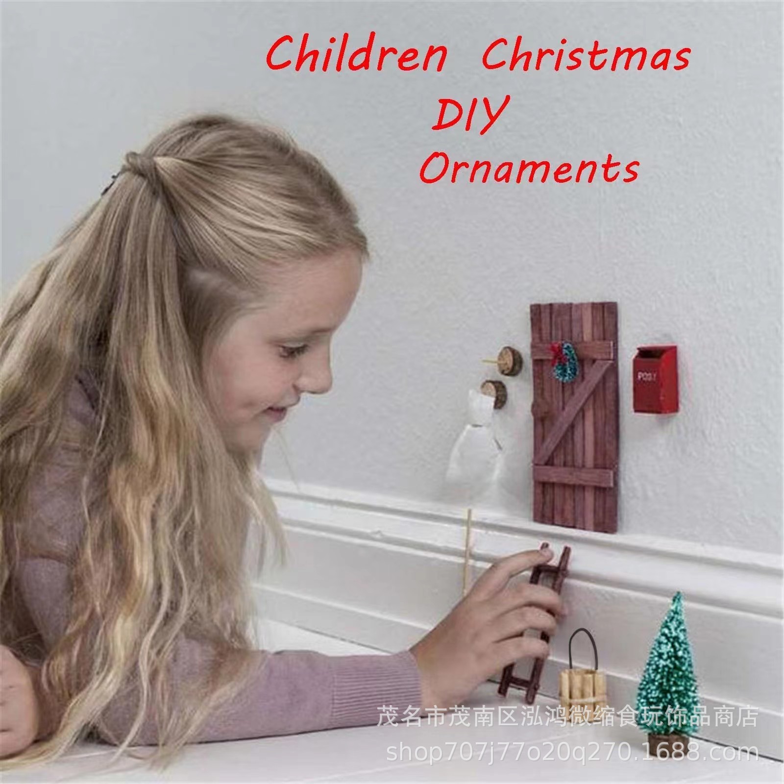DOLLHOUSE DOLLHOUSE accessories mini house gate Christmas decoration suit simulation djd model with door