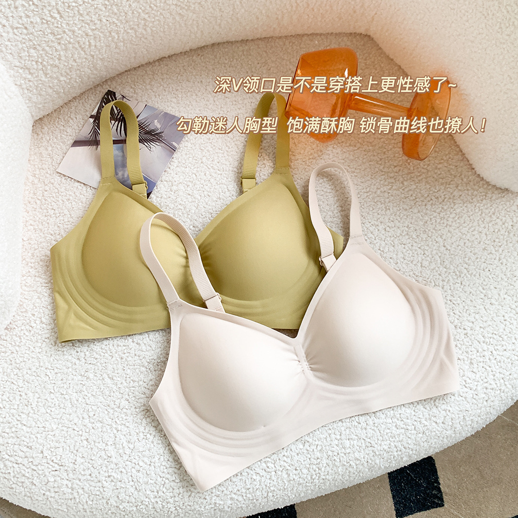 Picture of New Naked Soft Support Underwear Women's Pleated Comfortable Sleep Push-up Anti-sagging Bra without Steel Ring