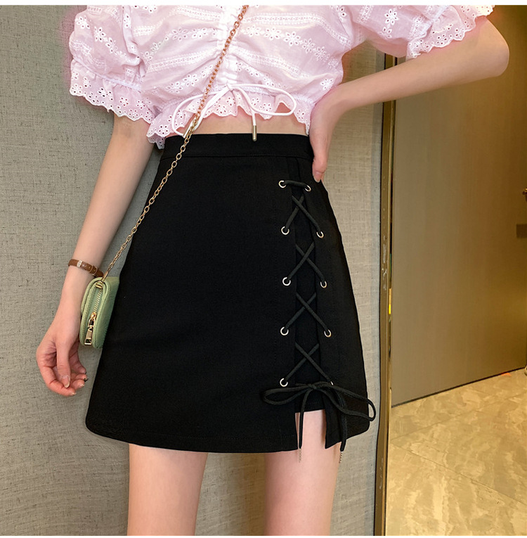 Spring and Summer New Arrival Skirt Black Wrap Hip Skirt Skirt Women's Summer Design Wrap Skirt High Waist A- Line Skirt Women's Short Skirt