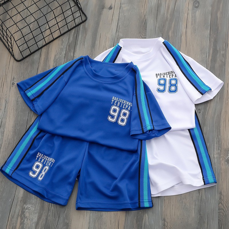 Picture of Children's Short-sleeved T-shirt Suit Summer Women's Men's Baby Class Clothes Casual Trendy Quick-drying Sportswear Training Clothes Football Clothes