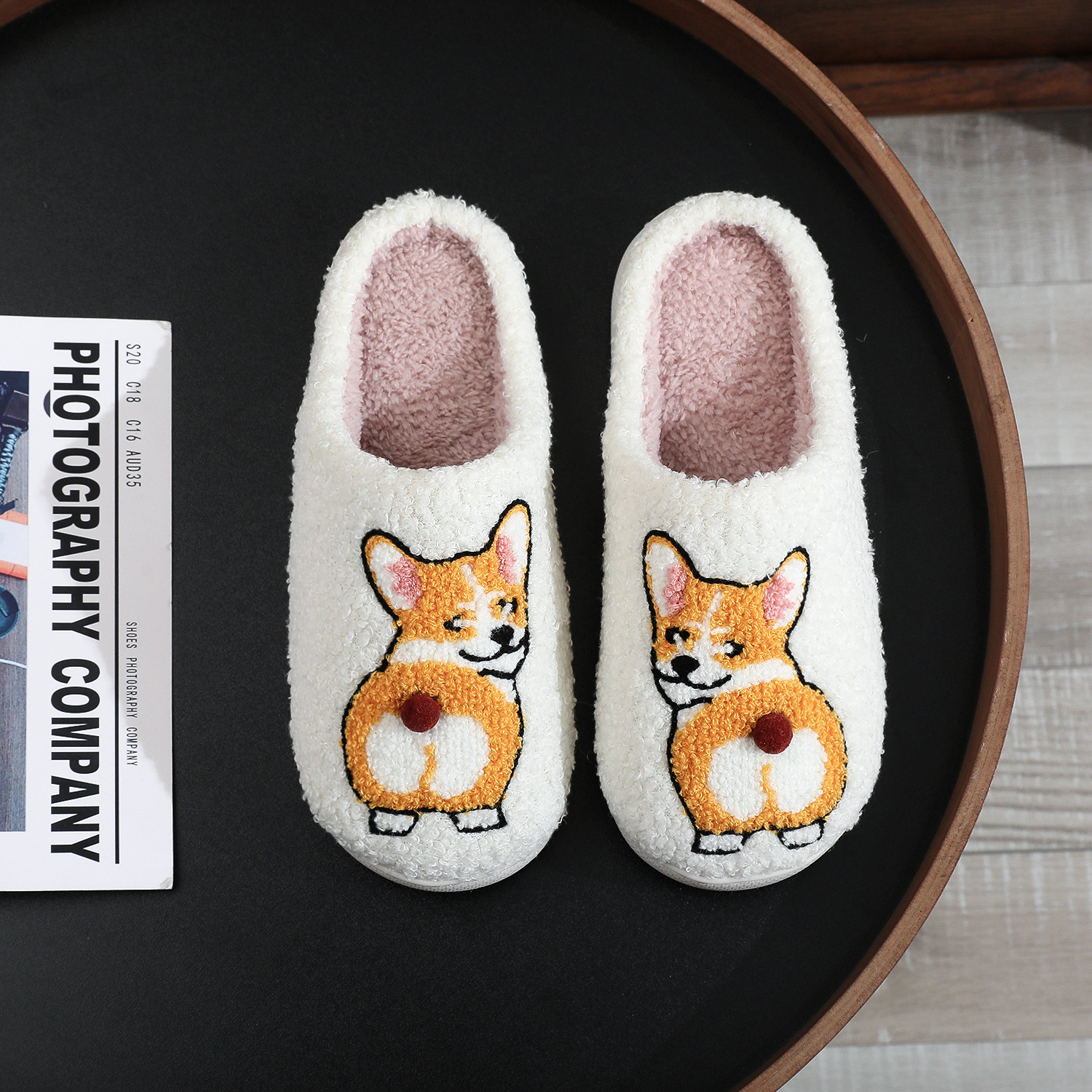 Cross-border Hot Selling Funny Cute Short-legged Corgi Embroidered Cotton Slippers for Men and Women Winter Comfortable Wool Slippers for Pet