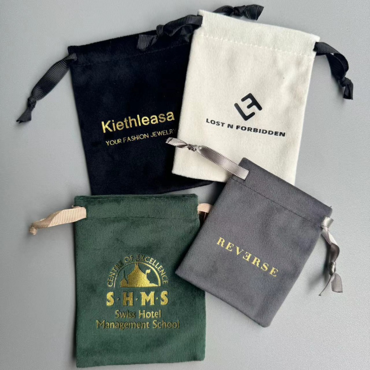 Dark Green Bronzing Drawstring Velvet Bag, Velvet Bag, Jewelry Bag, Ready Supply, No Logo Drawstring Flap Pocket Pants
