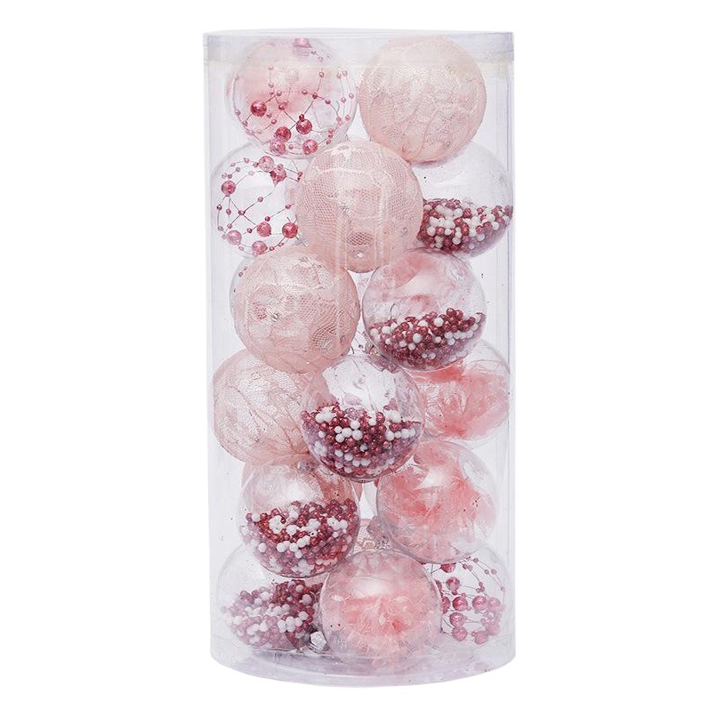 Cross-border Christmas decorations 6cm/24 painted PET transparent ball Christmas ball set Christmas tree pendant