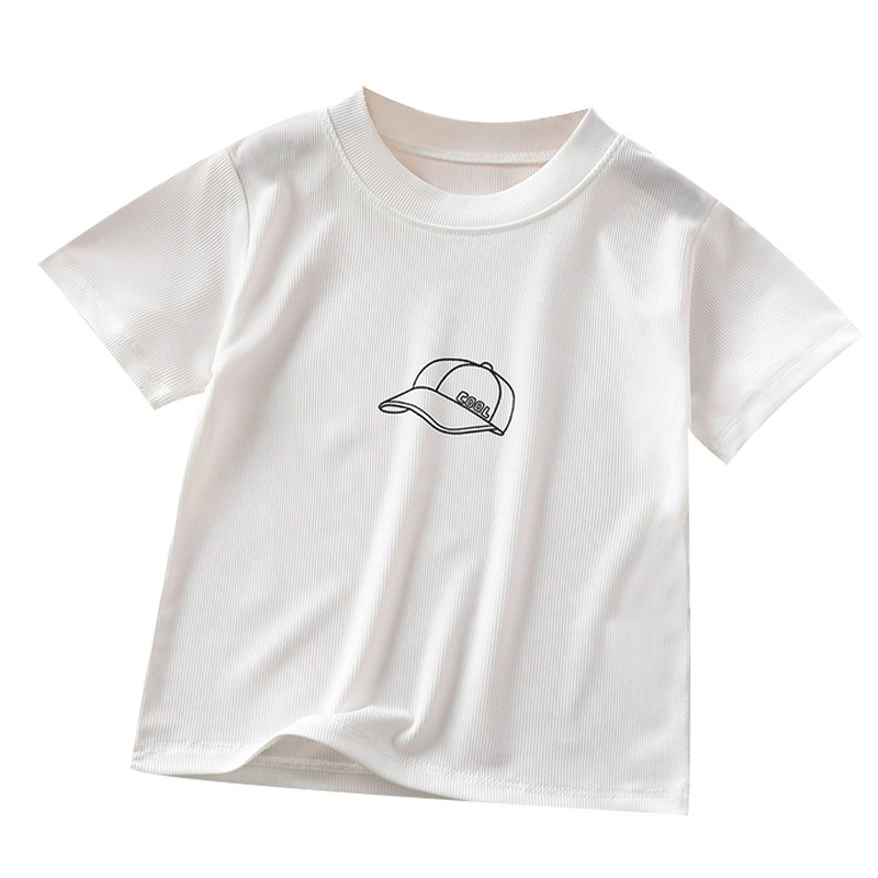 Picture of Cool Summer Candy Color Kidsren's Summer Short-Sleeved T-Shirt Round Neck Ice Silk Shaking t Baby Boy Girl Top Pure Color