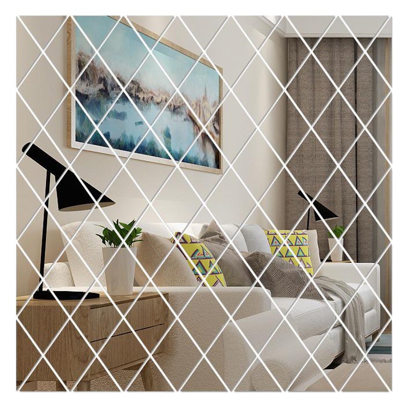 Cross-border Hot-selling Diamond Splicing Background Wall Mirror Wall Stickers Acrylic Mirror Decorative Stickers