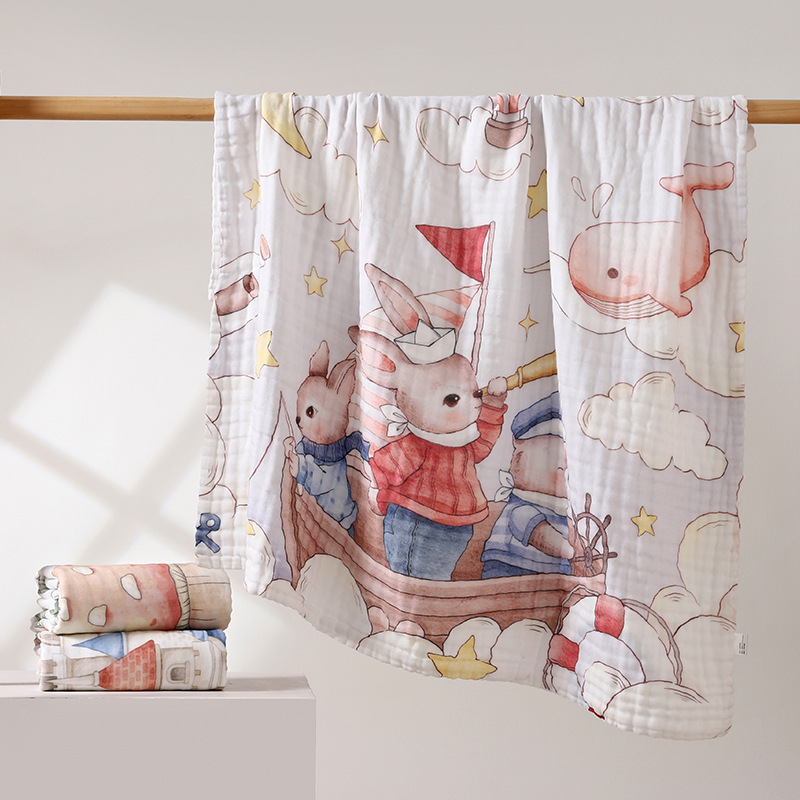 Baby Combed Cotton Six-Layer Pure Cotton Gauze Large Wrap Towel Absorbent Bath Newborn Baby Bath Towel Newborn Blanket