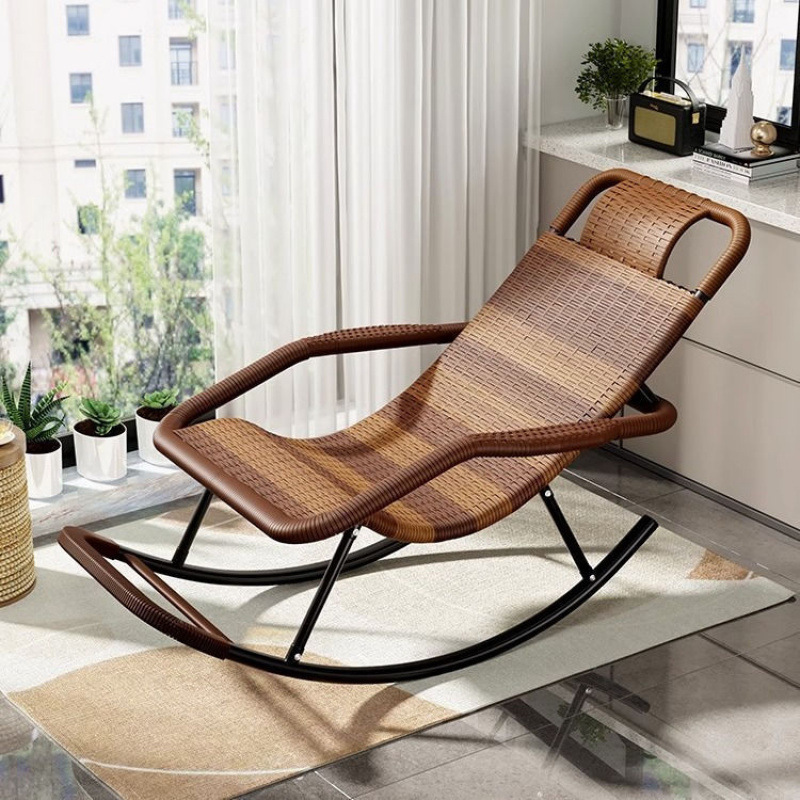 Rocking chair, recliner can lie down and sleep, home living room casual rattan chair, lazy sofa chair, outdoor thickened lazy chair