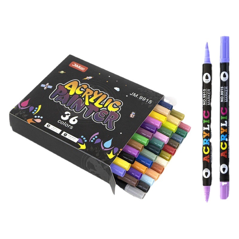 Double-head two-color acrylic marker quick-drying waterproof opaque watercolor pen hand-painted water-based Pen soft head art set