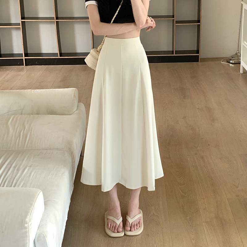 Women's summer plus-size skirt, long skirt, mid-length skirt, black slim and fat MM umbrella skirt, A-line skirt, high-waisted and large swing