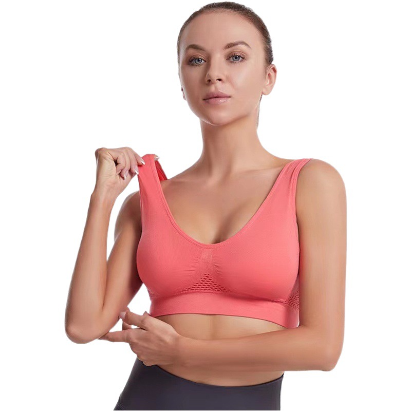 Foreign Trade sportbra Grid Hollow Breathable Sports Bra Cross-border plus size Yoga Running Sports Underwear