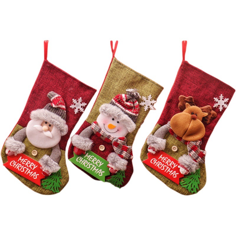 New cross-border large Christmas socks gift bag children's candy bag cartoon gift bag letter card Christmas socks