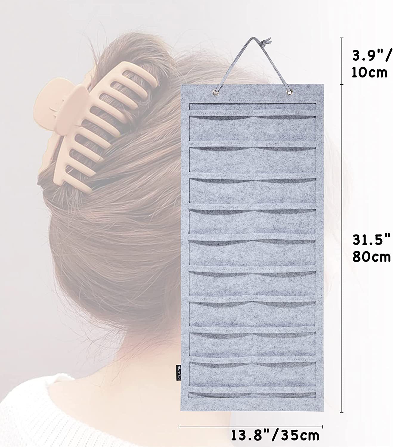 Picture of Hair Clip Display Claw Clip Organize Storage Box Storage Bag Wall Hanging Headwear Storage Bag Felt Hair Clip Storage