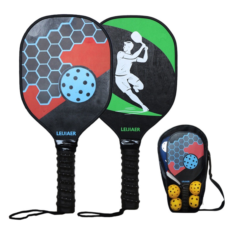 LEIJIAER imitation carbon wooden pick racket set two beat four ball Pickleballpaddle factory outlet