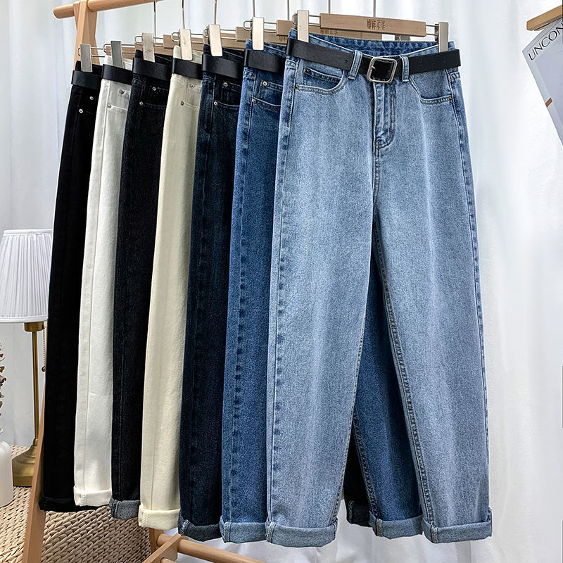 Picture of Korean Style Slim Look High Waist Denim Torre Women's Spring Autumn and Winter Loose High Look Straight Leg Radish Haren Pants ins
