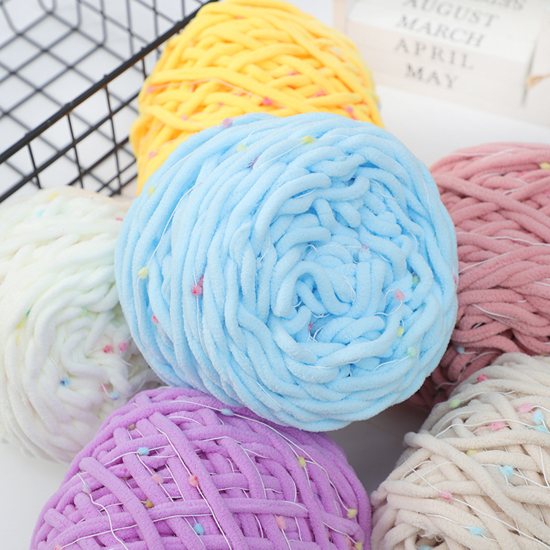New Ice Yarn Bean Thread Hand-Mixed Ice Yarn Bean Thread Crochet Slippers Handmade Knitting DIY Yarn