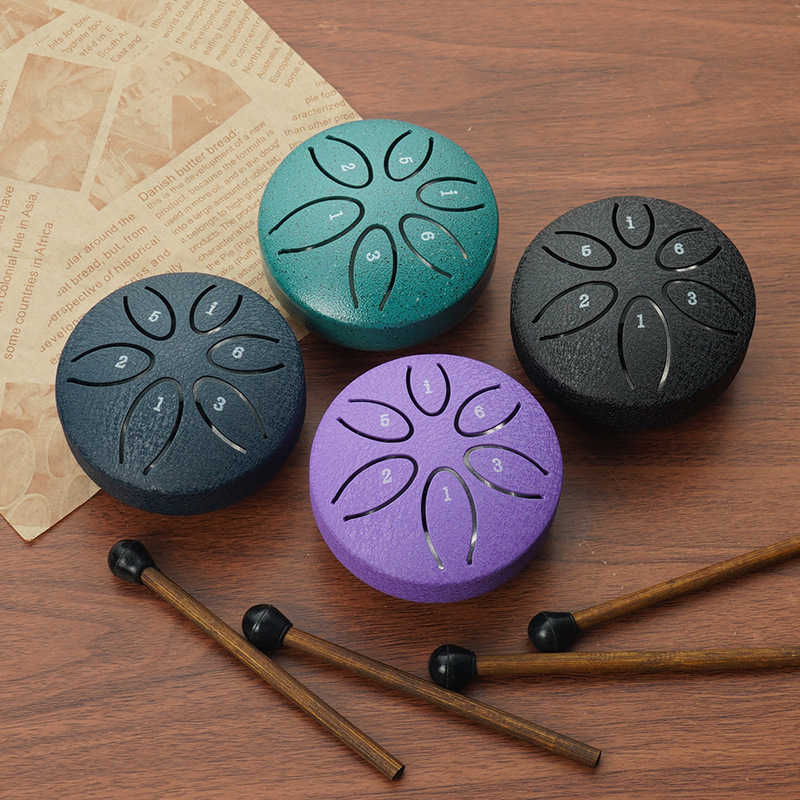 Picture of Wholesale Mini Metal Ethereal Drum 3-Inch 6-Tone Steel Tongue Drum Forget-Me-Not Drum Percussion Instrument Empty Drum Kidsren's Portable Musical Instrument