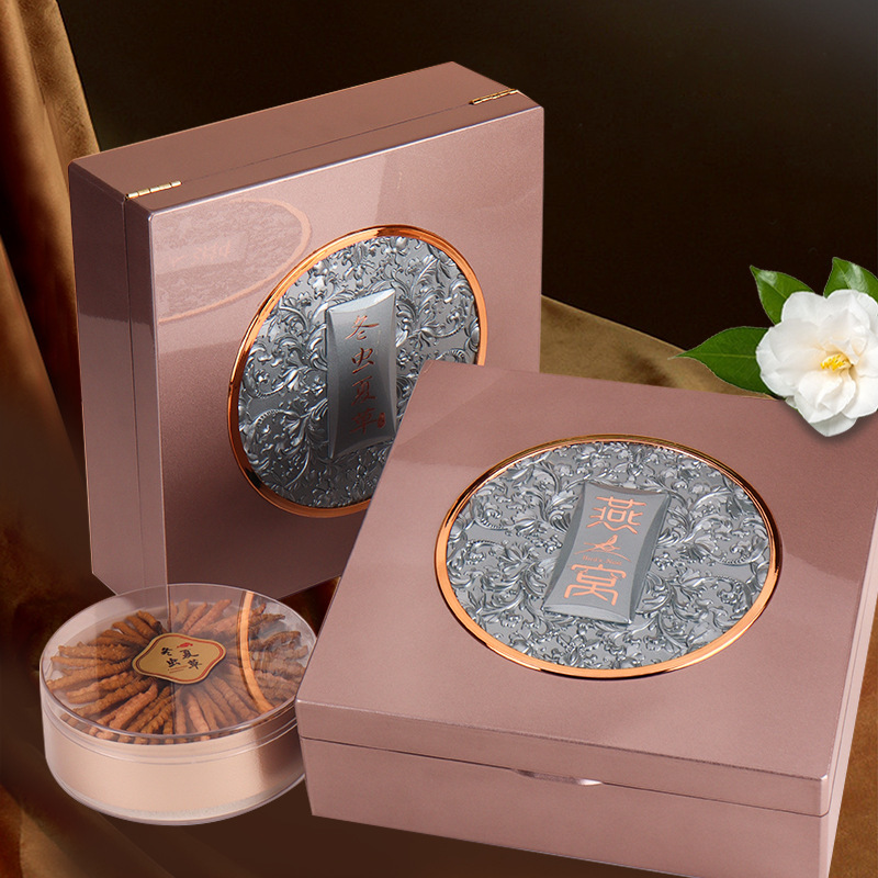 High-end Bird's Nest packing box sea cucumber 250g paint relief gift box Cordyceps red champagne gold gift box factory wholesale