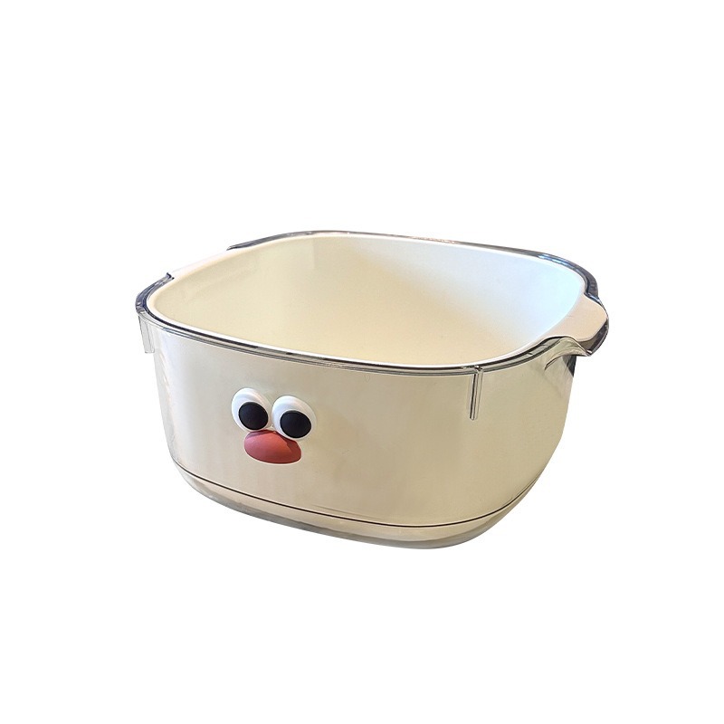 Picture of Double Layer New Dopamine Drain Basket Cute Household Fruit and Vegetable Cleaning Basket Two-in-One Thickened Vegetable Washing Basket