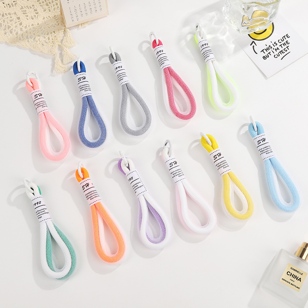 Creative Jewelry Double Set Network Management Cloth Label Mobile Phone Rope Water Cup Rope Macaron Colorful Mountaineering Keychain Pendant