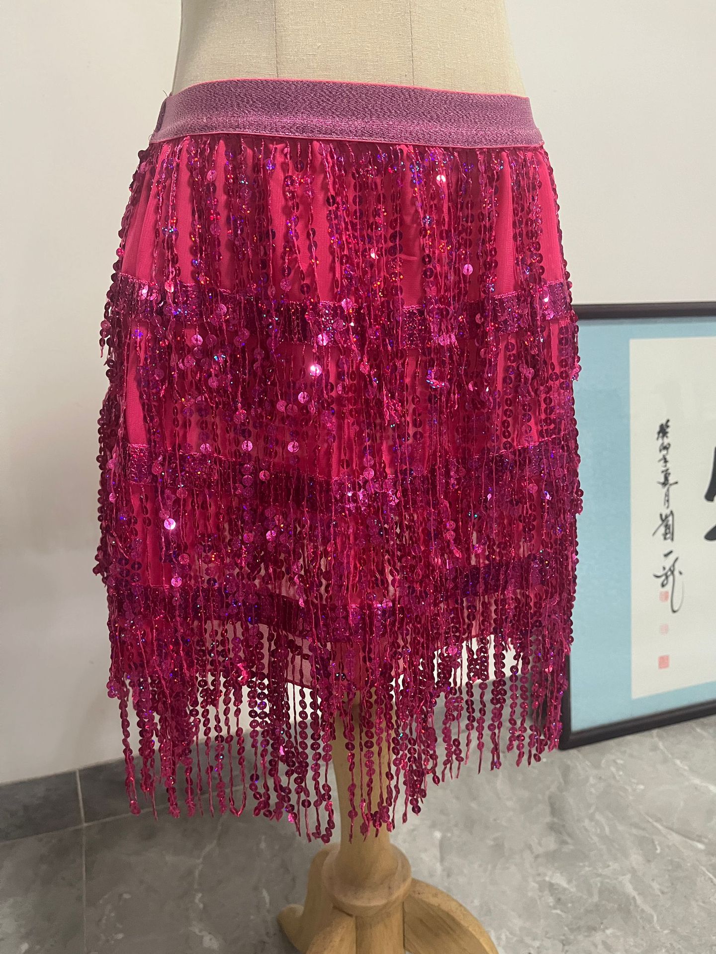 Picture of Amazon Ebay AliExpress Supply Nightclub Flash Tassel Sequin Skirt Sequin Tassel Skirt Latin Skirt