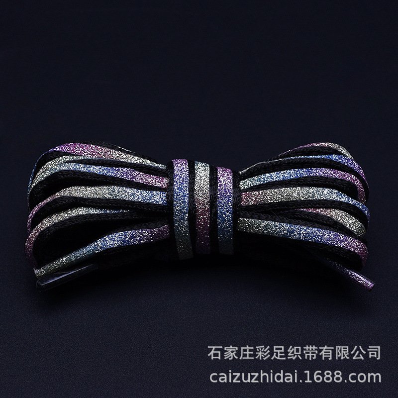 Picture of Reflective shoelaces men and women personality tide semicircle flat black and white color sports basketball shoes shoelaces strength factory