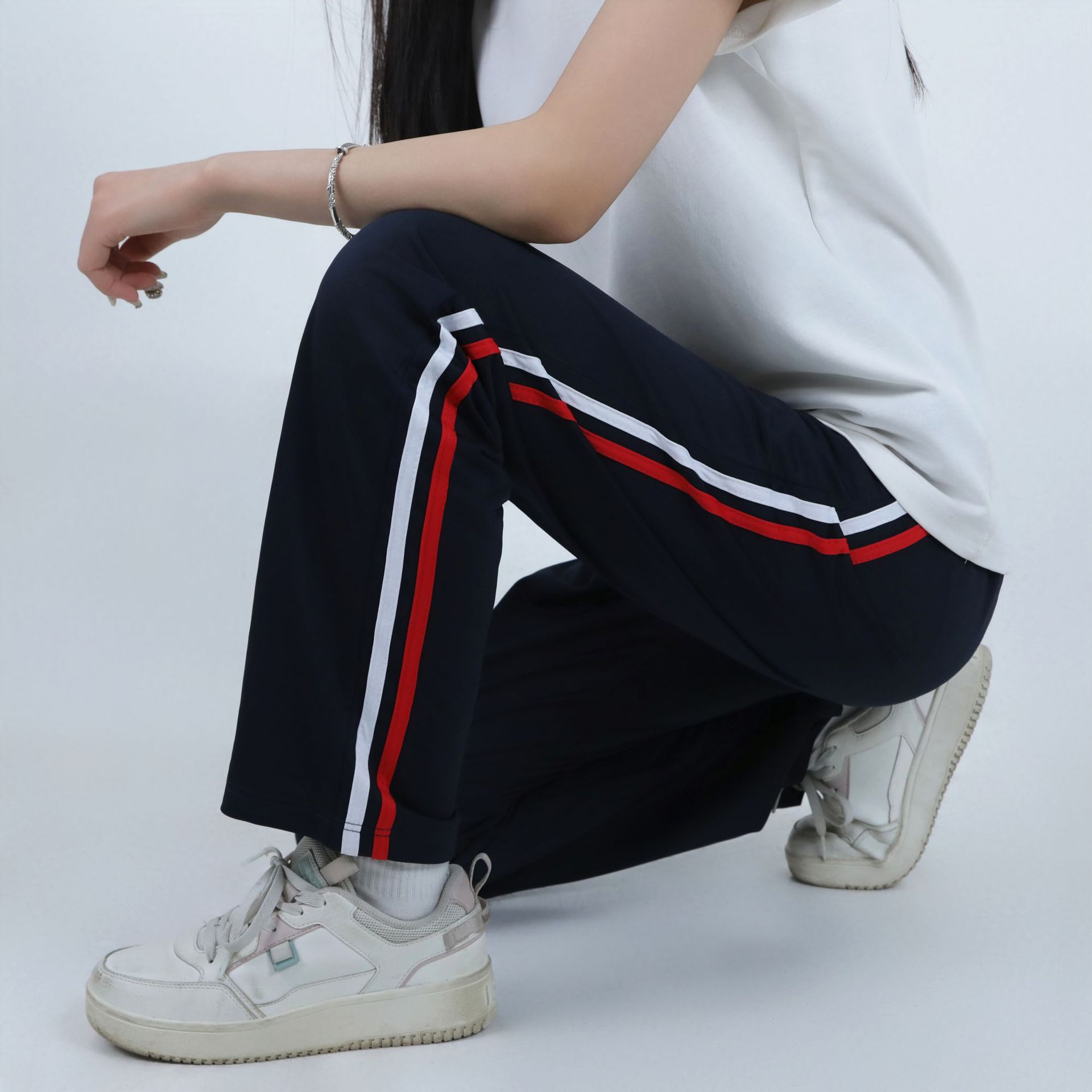 navy blue school uniform pants primary school students two bar school pants two bar primary school red and white students junior high school spring and autumn summer