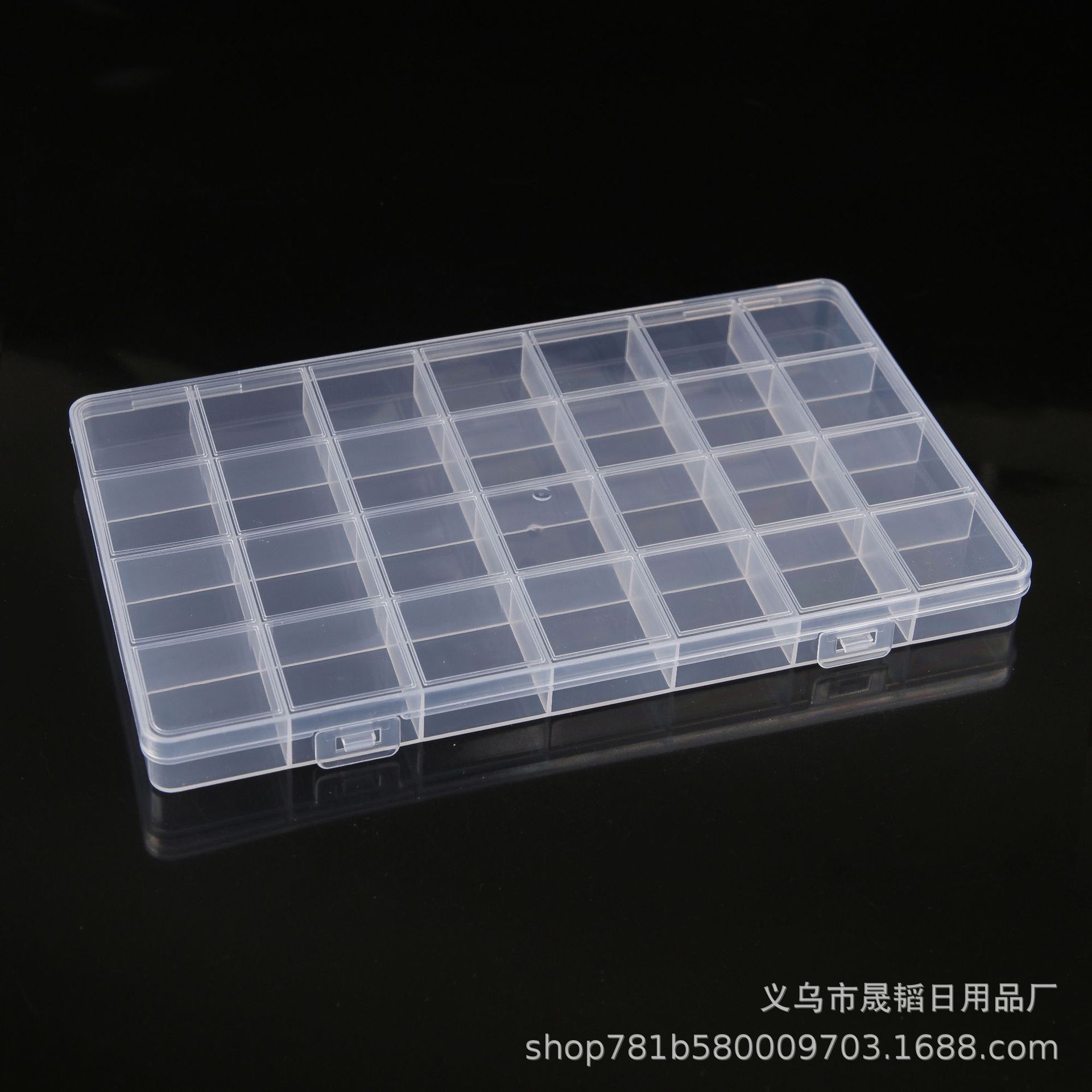 Transparent Fixed 28-grids Storage Box Jewelry Button Beaded Anti-mixed Packaging Box Fishing Gear Hardware Plastic Flat Box Wholesale