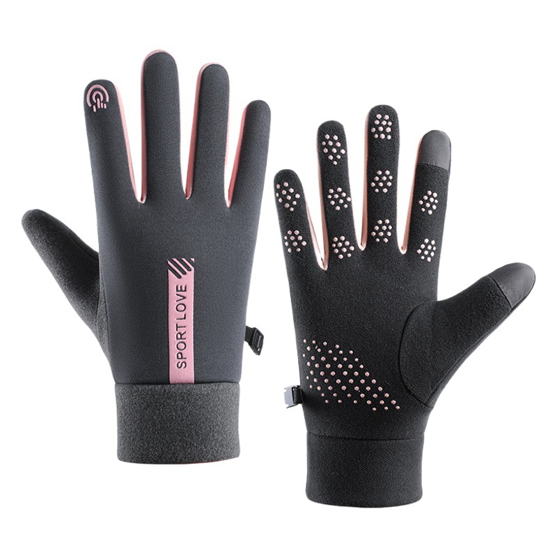 Winter gloves women's fleece-lined warm anti-splashing touch screen outdoor riding tram sports non-slip gloves men's wholesale