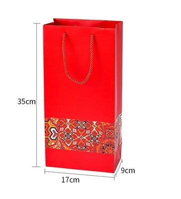 Picture of Red Wine Box, Wine Packaging Bag, Single or Double Bottle Wine Bag, Gift Bag, Paper Bag, Gift Box Packaging, Gold Stamping Wine Bottle