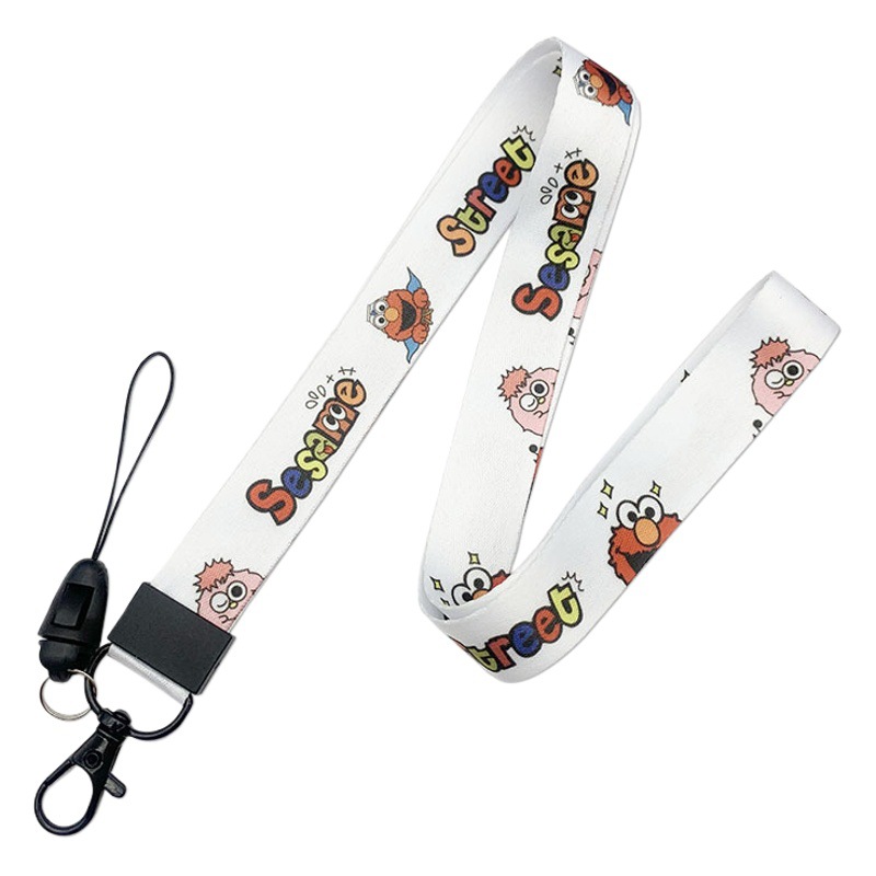 Cartoon long lanyard card cover work card thermal transfer anti-lost rope keychain in stock printing factory wholesale lanyard