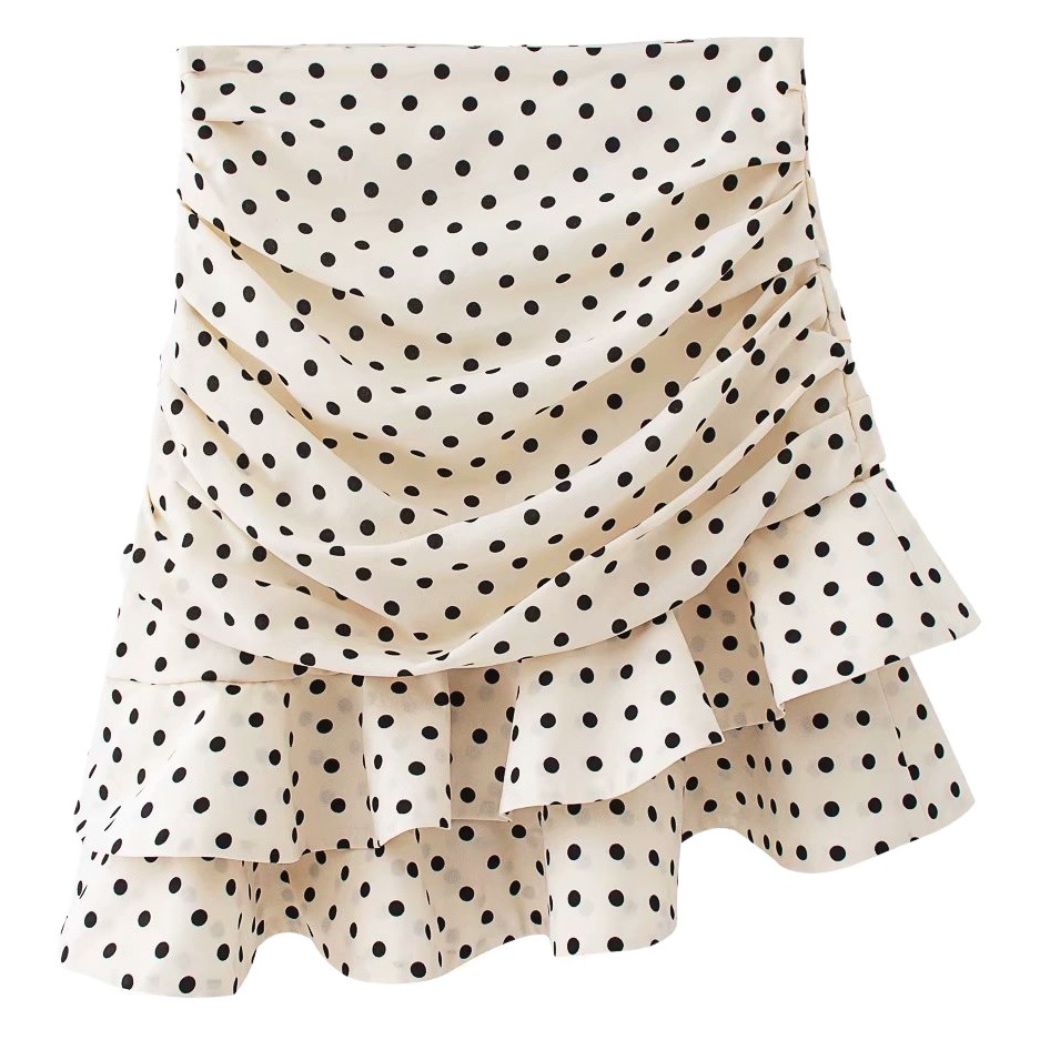 Autumn 2021 New Amazon European and American Women's Wholesale High Waist Irregular Wave Dot Rear Zipper Skirt