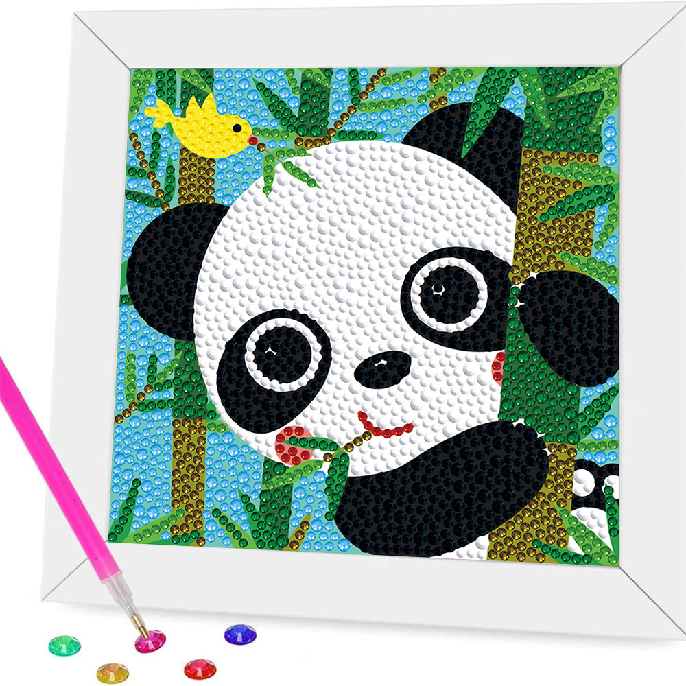 DIY Creative Handmade Diamond Painting Cross-Border Kidsren's Cartoon Panda Girl Toys Cute Diamond Stickers Full of Diamonds