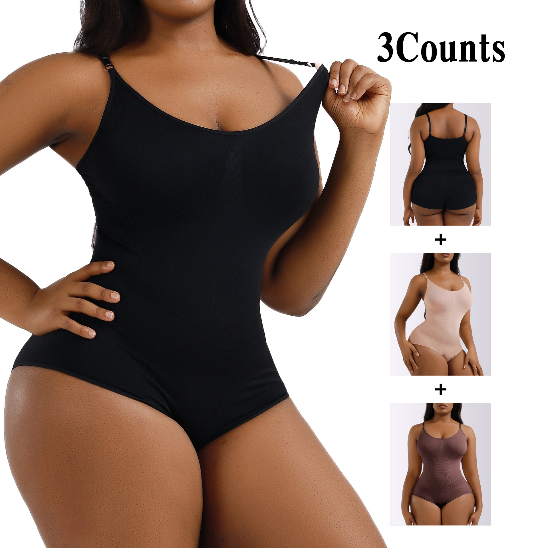 Picture of European and American plus size Postpartum Hip Lifting Seamless Body Shaping Clothes Women's Full Body Sling Abdomen Tinting Body Underwear