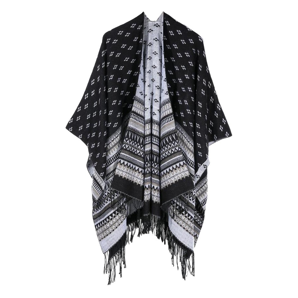 Ethnic Style European and American New Fashion Classic High-end Tassel Long Shawl Outer Decoration Women's Warm Cloak