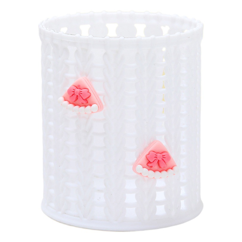 Creative Imitation Rattan Pen Case Ins Cute Cartoon Pen Case Student Stationery Storage Bucket Cosmetic Brush Desktop Storage Wholesale
