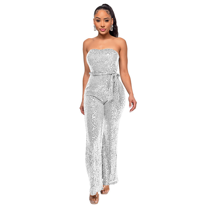 Picture of Tube Top Sleeveless Sequined Jumpsuit Hot-Selling Tube Top Sleeveless Sequined Jumpsuit