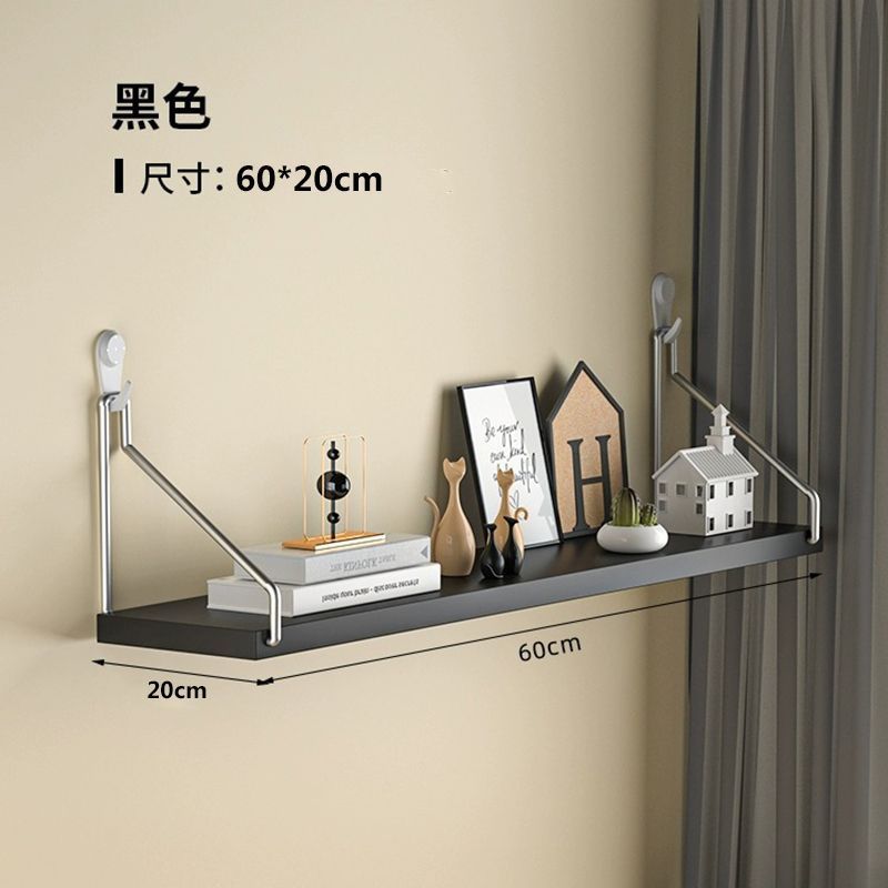 Picture of No-Drill Wall-Mounted Wrought Iron Living Room Entrance Wall Decoration Bedroom Wall Bookshelf Single Shelf Wall Storage Rack