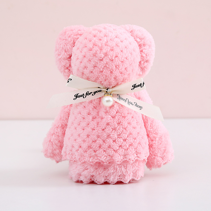 Picture of Coral velvet pineapple Plaid Pearl bear towel hand gift opening birthday return wedding wedding shop gift towel
