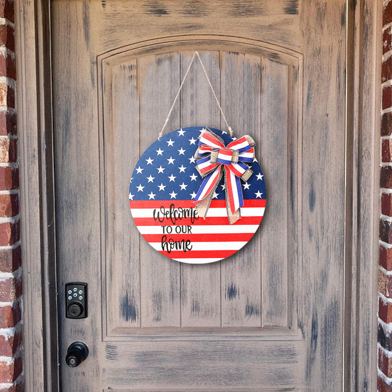 Picture of Cross-border in Stock American Independence Day wooden door decoration hanging flag home holiday decoration door hanging plate