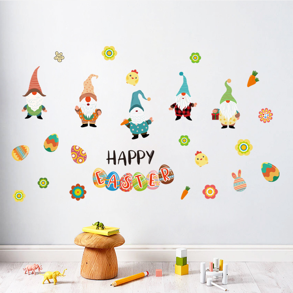 New dwarf Easter egg festival window glass background decoration removable sticker mup1119